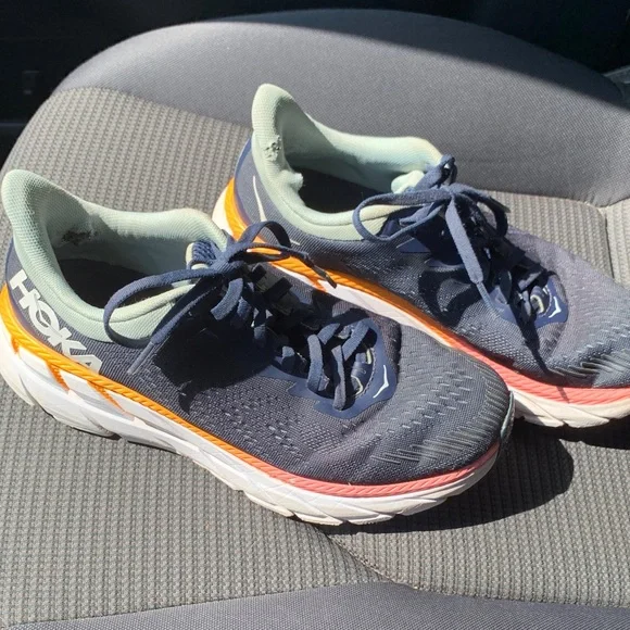 Hoka Clifton 7 Navy Blue Running Training Shoes Sz 9 Athleisure Comfortable - Picture 2 of 11